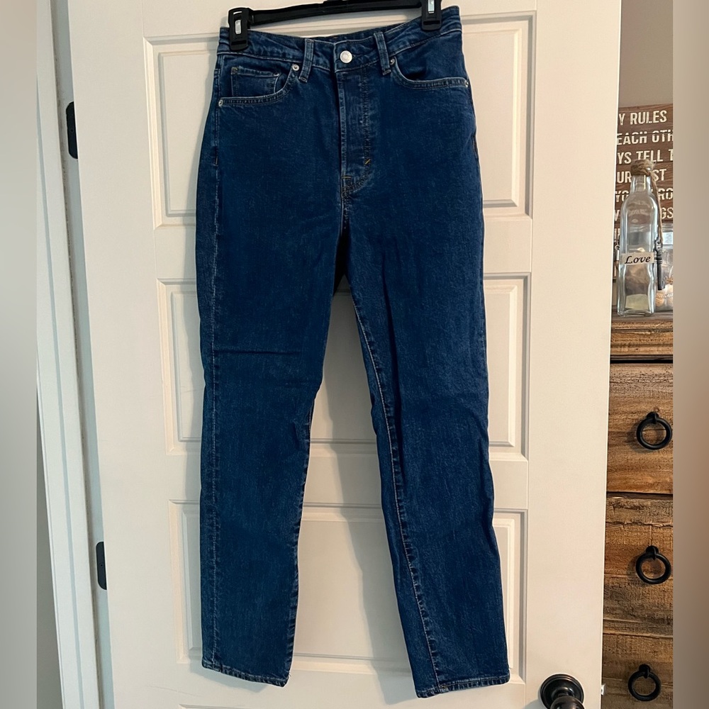 H&M dark blue high rise skinny jeans